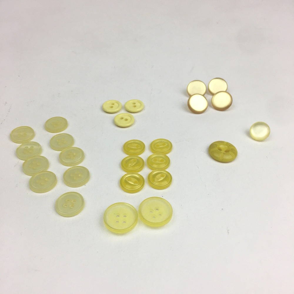 Mixed Sets of Small Yellow Buttons Shank Back 2 and 4 Hole Vintage Craft Art Sew
